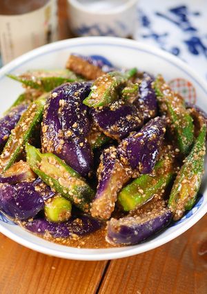 ヘルシー和食の✨なすとオクラの胡麻和え♪-レシピのメイン写真