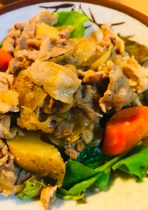 豚こまぎれ肉の肉じゃが丼-レシピのメイン写真