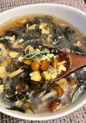 夜食に🌙なめこと海苔の春雨スープ-レシピのメイン写真