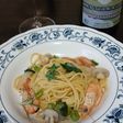 ガラエビと玉ねぎと空芯菜のパスタ