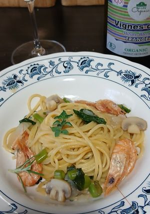 ガラエビと玉ねぎと空芯菜のパスタ-レシピのメイン写真