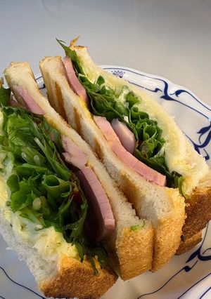 【簡単朝食】水菜とハムチーズホットサンド-レシピのメイン写真