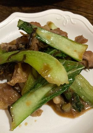 鶏ハラミとチンゲン菜の塩昆布炒め-レシピのメイン写真