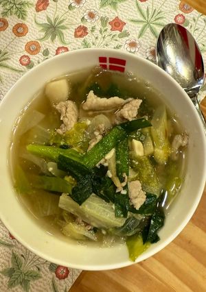 豚肉とニラとレタスの塩麹スープ-レシピのメイン写真