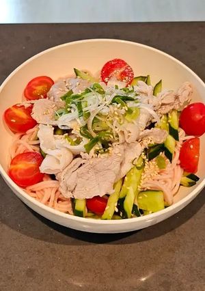 豚肉きゅうりトマトそうめん-レシピのメイン写真