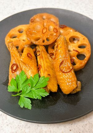 手羽中とれんこんのピリ辛甘酢醤油づけ-レシピのメイン写真