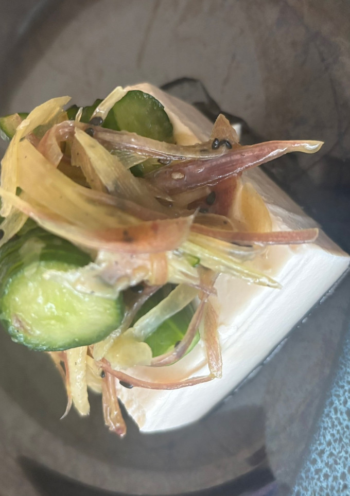 きゅうりと茗荷の合えもの(豆腐にのせて)-レシピのメイン写真