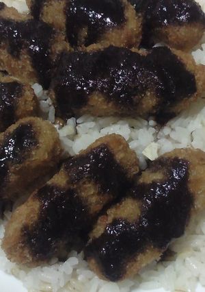 備蓄米でカフェ丼V5〜メンチカツ青唐味噌-レシピのメイン写真