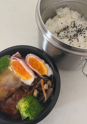 息子弁当18豆腐煮込みハンバーグ-レシピのメイン写真