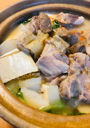 鍋の素＆鍋野菜セット●鶏肉＆豆腐の白湯鍋-レシピのメイン写真
