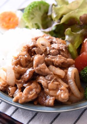 豚こま肉の甘辛焼き〜ワンプレートで簡単-レシピのメイン写真