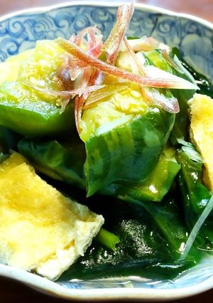 青トロ茄子とオカワカメの煮物-レシピのメイン写真