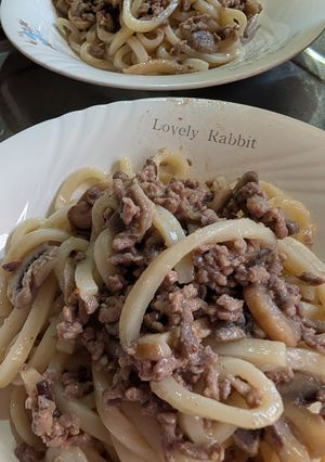 簡単★挽肉と茸の焼きうどん-レシピのメイン写真