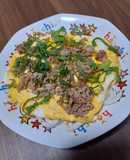 余った肉そぼろで♪薄焼き玉子うどん