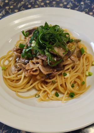 茄子と豚バラ肉の和風スパゲティ-レシピのメイン写真