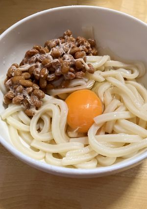 納豆の🧡冷たい釜玉うどん-レシピのメイン写真