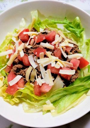 夏休み簡単ワンプレートレンジタコライス丼-レシピのメイン写真