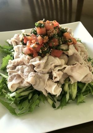 冷しゃぶサラダ♪トマトポン酢ダレ♪-レシピのメイン写真
