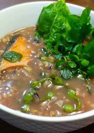 SDGs　美味しい雑穀と小豆の煮汁で炊いた雑穀粥-レシピのメイン写真