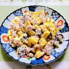 A picture of 簡単夕飯副菜薩摩芋クリチマスタードサラダ野菜料理.