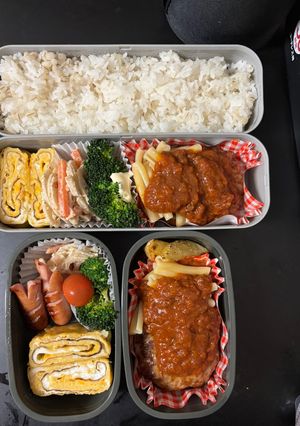 高校生男子弁当21 Wミートハンバーグ-レシピのメイン写真