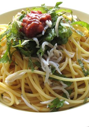 【 釜揚げしらすと梅の冷製パスタ 〗-レシピのメイン写真