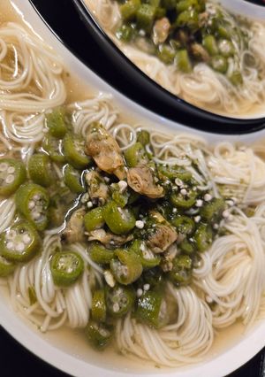アサリとオクラのアオサスープ　素麺汁-レシピのメイン写真