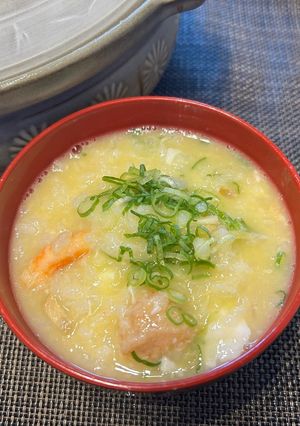 風邪に最高!超簡単土鍋たまごかに缶雑炊!-レシピのメイン写真
