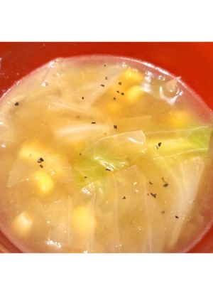 コーン缶とキャベツの味噌スープ-レシピのメイン写真