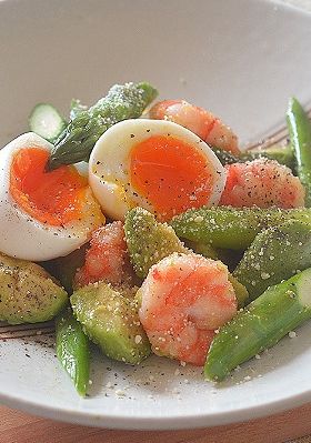 アスパラと海老＆アボカドのホットサラダ♪-レシピのメイン写真