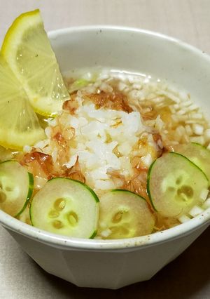 冷や汁風レモン玉ねぎスープご飯-レシピのメイン写真