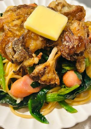 揚げ焼き舞茸の和風パスタ-レシピのメイン写真