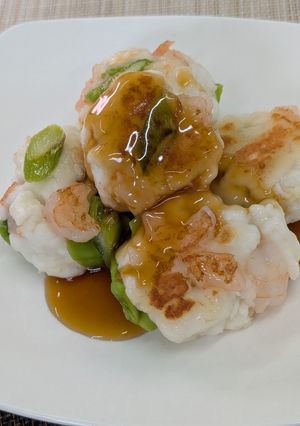 アスパラと海老のもちもち焼き甘酢あんかけ-レシピのメイン写真