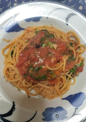 牡蠣と春菊のマリナーラスパゲッティ-レシピのメイン写真