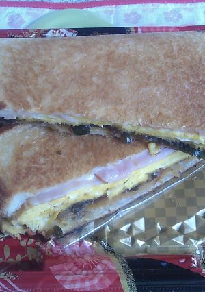 ハム&チーズ+玉子焼きのホットサンド32-レシピのメイン写真