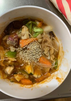 お一人様洋風梅味根菜たっぷり野菜炒め-レシピのメイン写真
