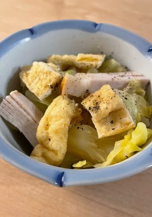 レンジで煮浸し⭐︎キャベツ油揚げハム⭐︎洋風-レシピのメイン写真