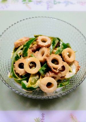 今日の夕飯簡単ピーマン竹輪コチュマヨ節約-レシピのメイン写真