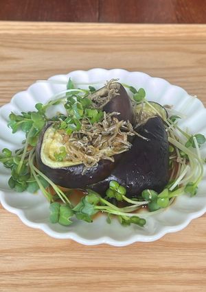 簡単！蒸し茄子のカリカリじゃこ、ポン酢で-レシピのメイン写真