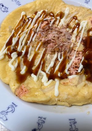 簡単　たらこ焼き（お好み焼き）２枚分-レシピのメイン写真