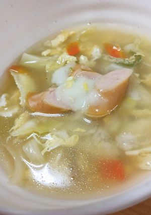 身体がポカポカ。餅入り野菜スープ-レシピのメイン写真