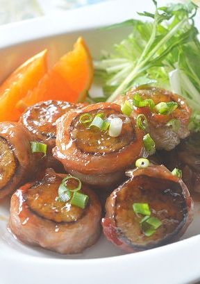 豚バラ肉の丸ごとナス巻き かば焼き風♪-レシピのメイン写真