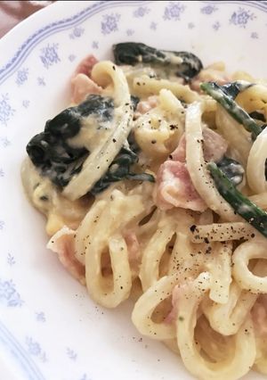 うどんでカルボナーラ-レシピのメイン写真