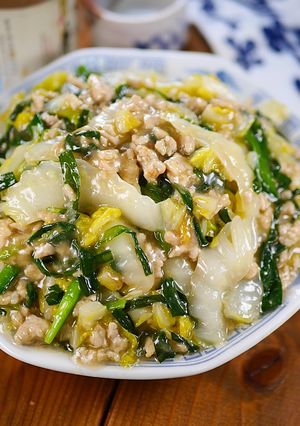 ニラと白菜の鶏そぼろ中華あんかけ😋-レシピのメイン写真