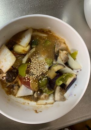 根菜茄子白菜オイすき焼き味温野菜サラダ-レシピのメイン写真