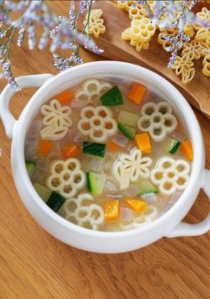フラワーパスタのポテトスープ-レシピのメイン写真