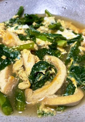 くきたち菜と薄揚げの卵とじ-レシピのメイン写真