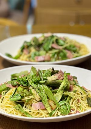 山菜たっぷりペペロンチーノ-レシピのメイン写真