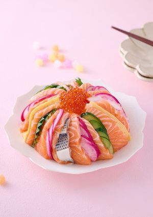 ひなまつり ノルウェーサーモン重ねちらし-レシピのメイン写真