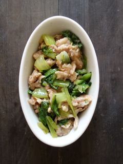 青梗菜と豚小間肉の和えもの-レシピのメイン写真